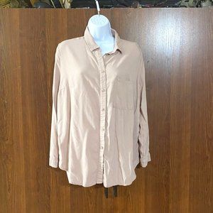 Blush pink button down top with a collar Long Sleeves says size 14